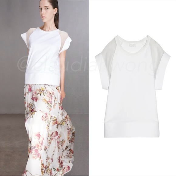 GIAMBATTISTA VALLI Silk Organza Raglan Tee in White - Picture 1 of 11